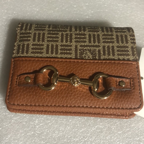 Anne Klein small fold brown wallet with golden details - Picture 2 of 13